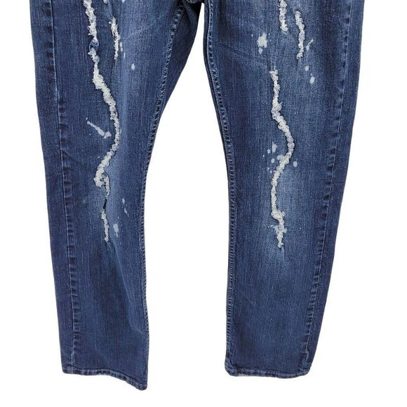 Flypaper Jeans Straight Whisker Distressed Embroidered Pockets Dark Wash 34 x 32 - Picture 8 of 14